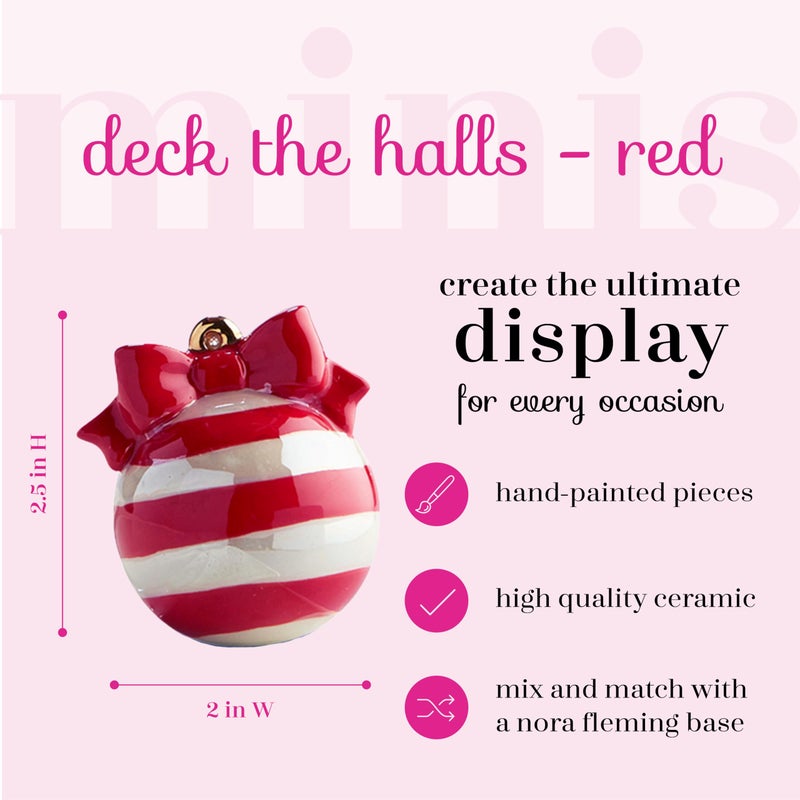 nf nora fleming Nora Fleming Deck The Halls (Red and White Ornament) - Hand-Painted Ceramic Christmas Decor - Winter Minis for The Home and Office - Image 2